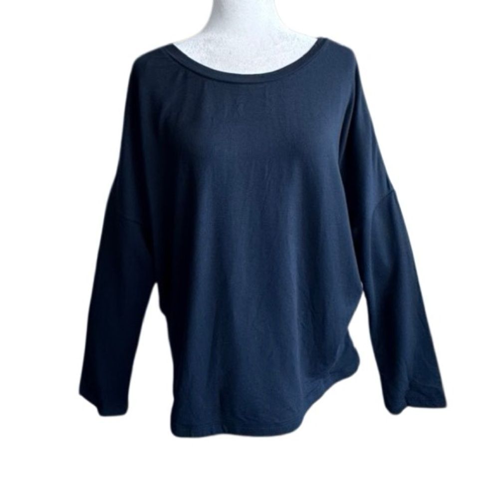 Eberjey Black Sweatshirt Softest Sweats Slouchy Top SZ L NEW